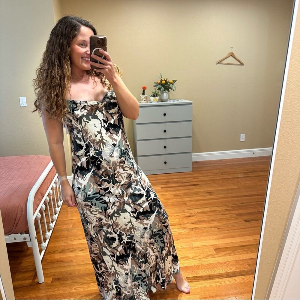 NWT Tuckernuck Munthe Green Neutral Sexy Camo Maxi Dress 8 - Picture 5 of 16